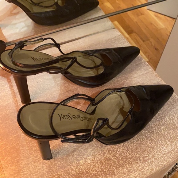 Yves Saint Laurent high heel open back point black heel size 10 - Picture 3 of 8